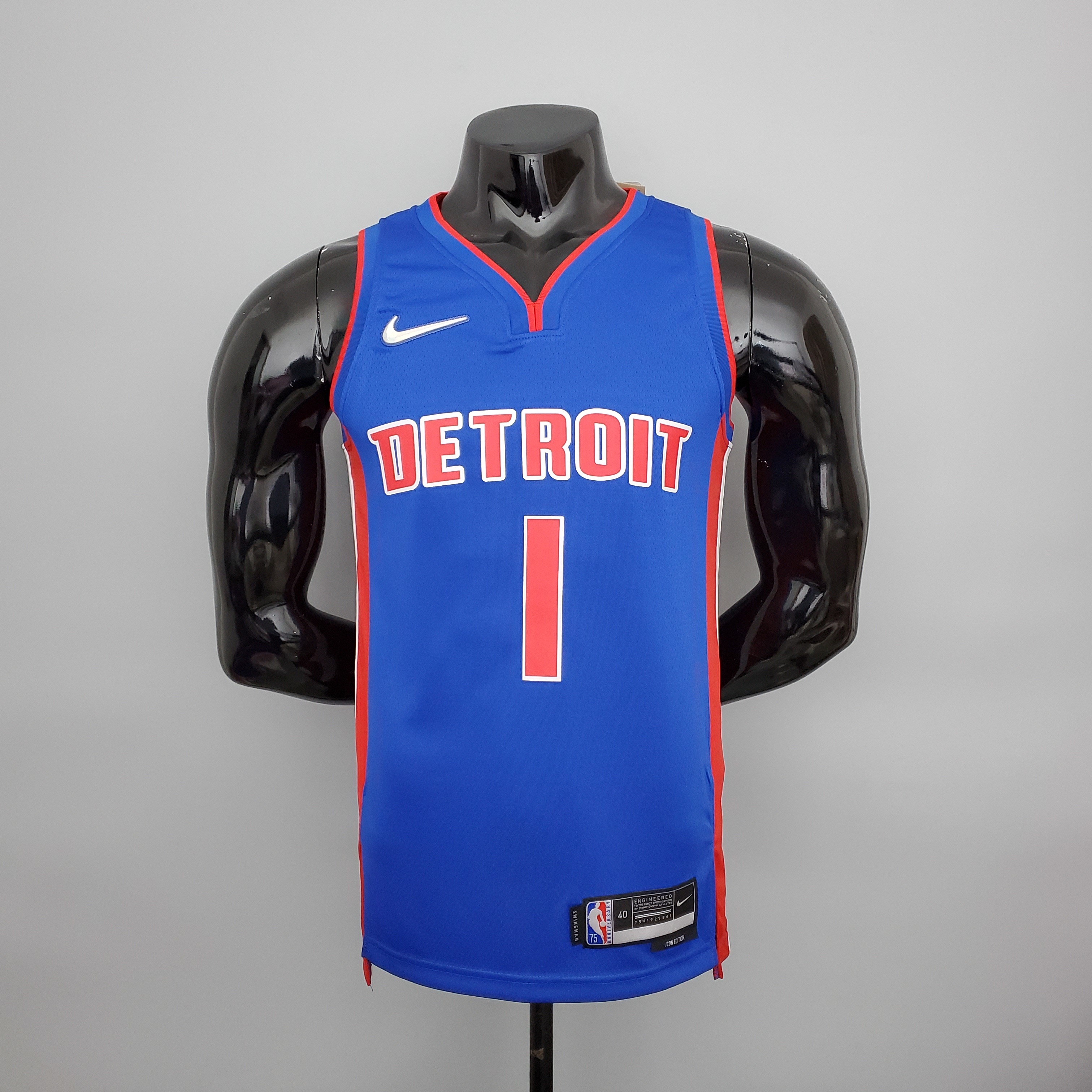 75th Anniversary Iverson #1 Pistons Blue NBA Jersey S-XXL