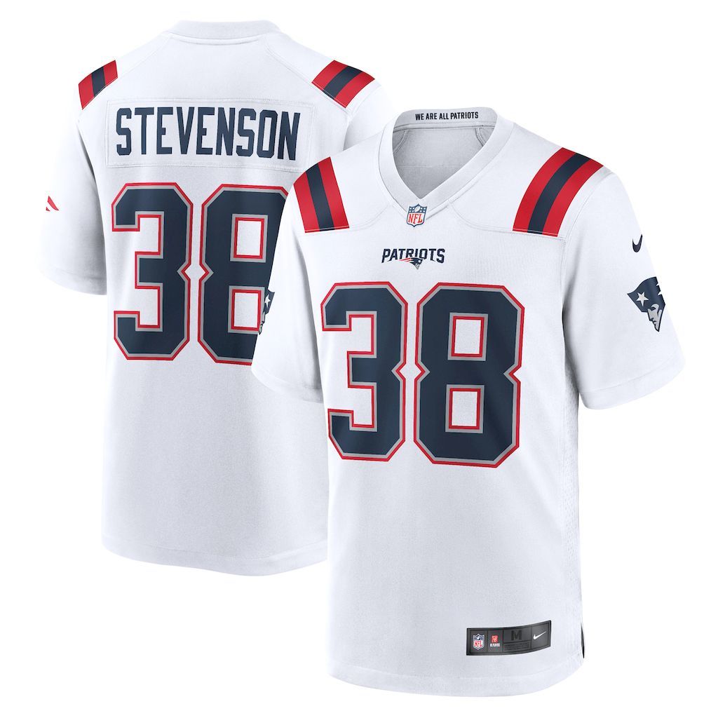Mens New England Patriots Rhamondre Stevenson Nike White Game Pla.jpg