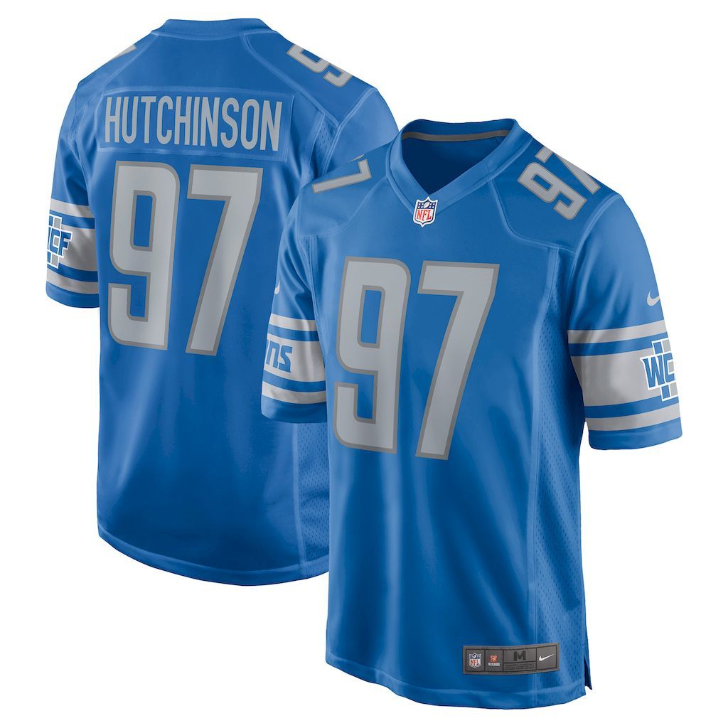 Mens Detroit Lions Aidan Hutchinson Nike Blue Player Game Jersey.jpg
