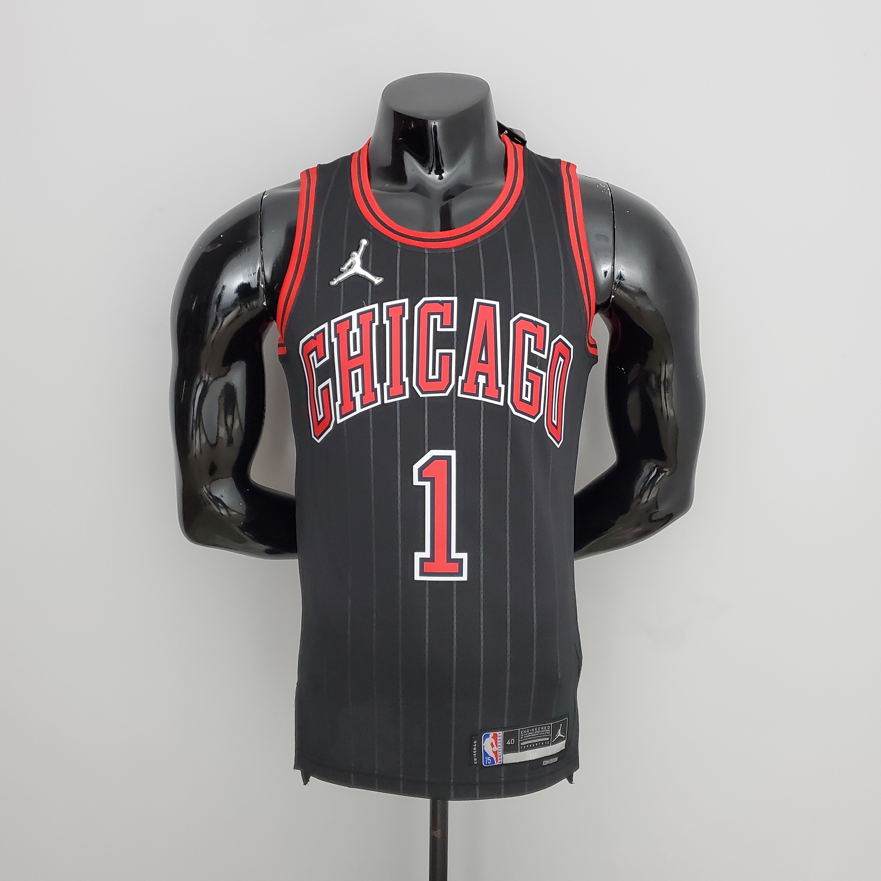 75th Anniversary Rose #1 Bulls Flyers Black NBA Jersey S-XXL