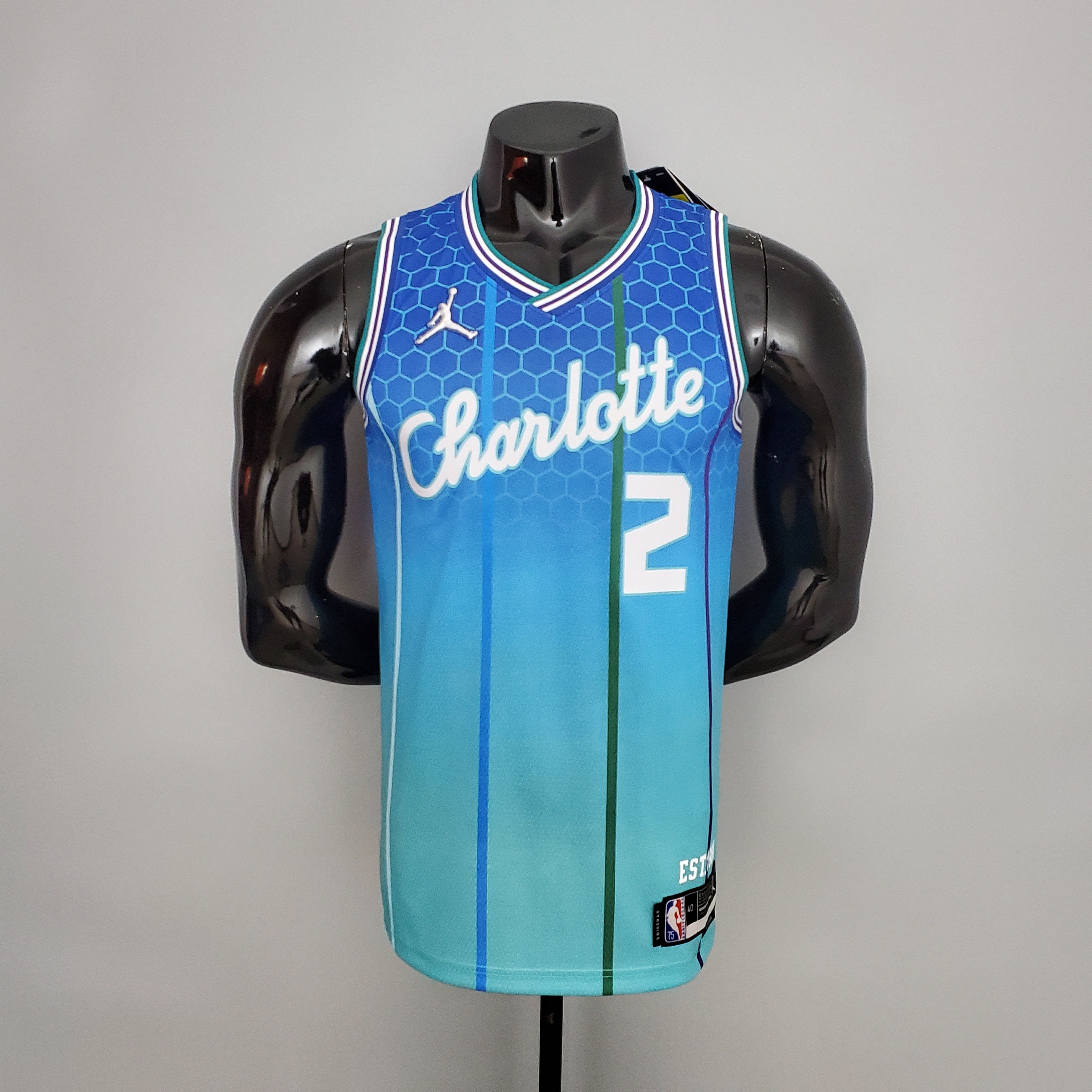2022 BALL#2 Hornets City Edition Blue NBA Jersey S-XXL