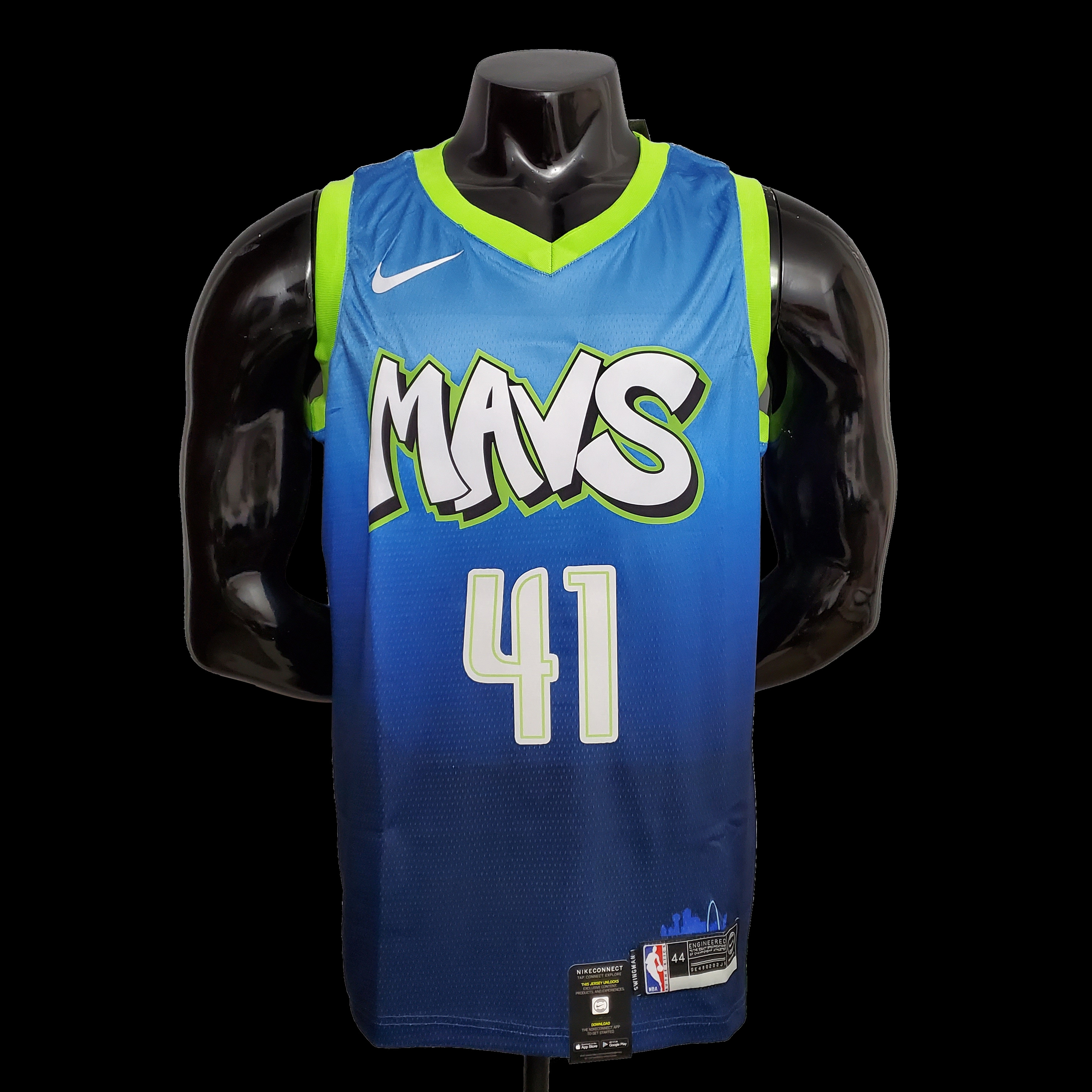 Nowitzki #41 Dallas Mavericks blue idol NBA jersey SizeXS-XXL Nike connect recognition