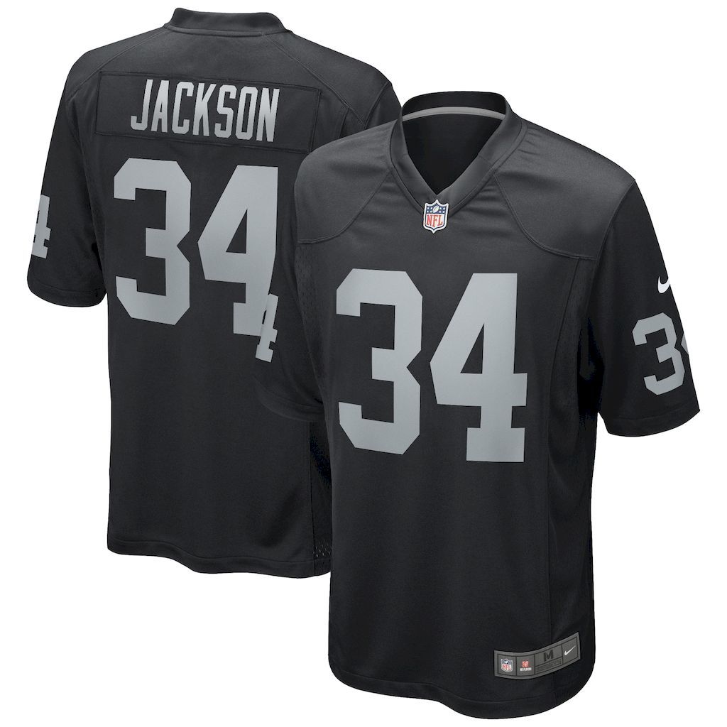 Mens Las Vegas Raiders Bo Jackson Nike Black Game Retired Player.jpg