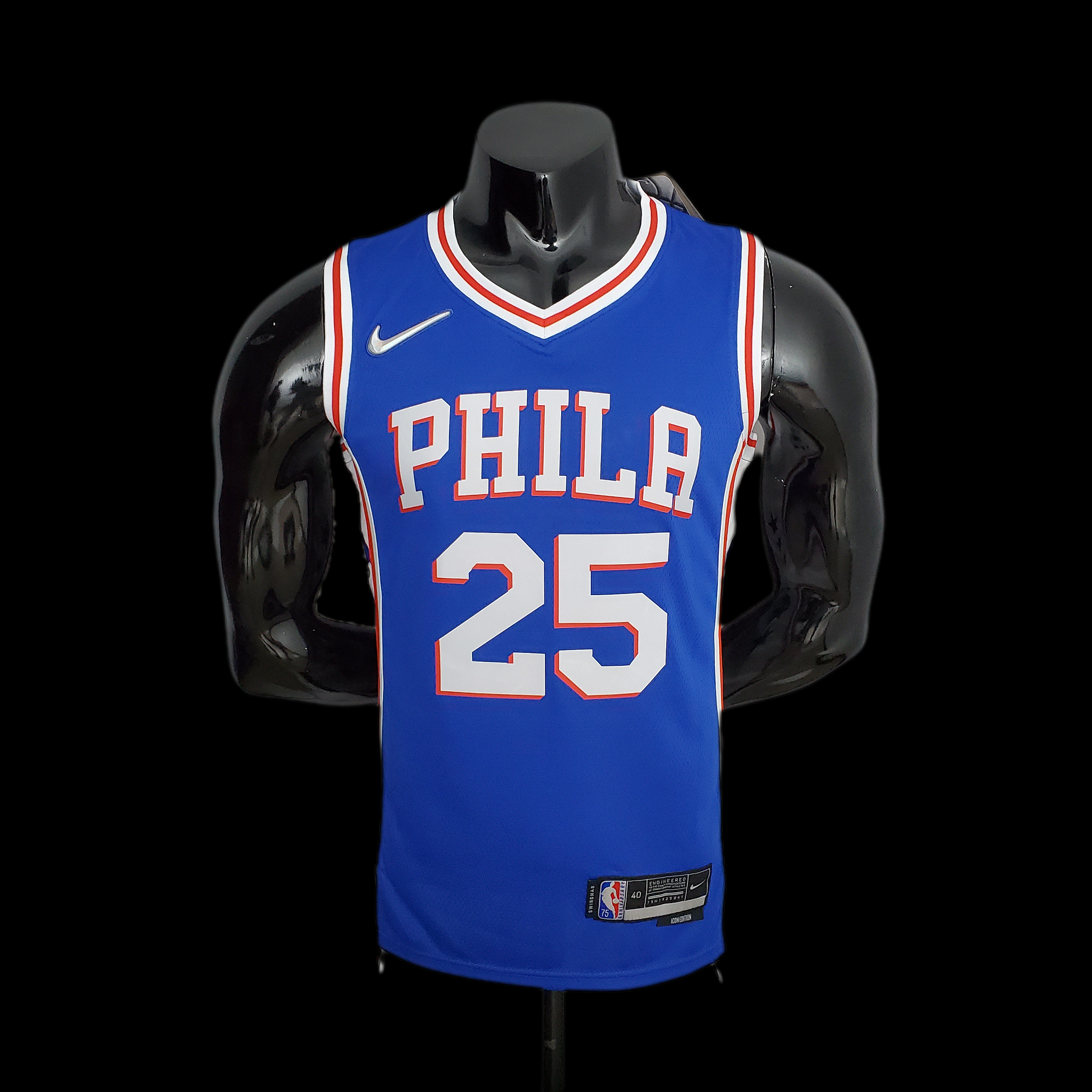 75th Anniversary Philadelphia 76ers SIMMONS#25 Blue NBA Jersey S-XXL