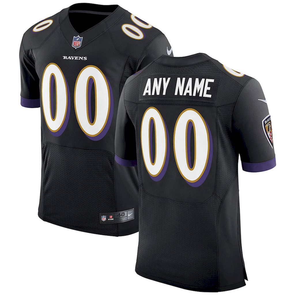 Mens Baltimore Ravens Nike Black Speed Machine Elite Custom Jerse.jpg