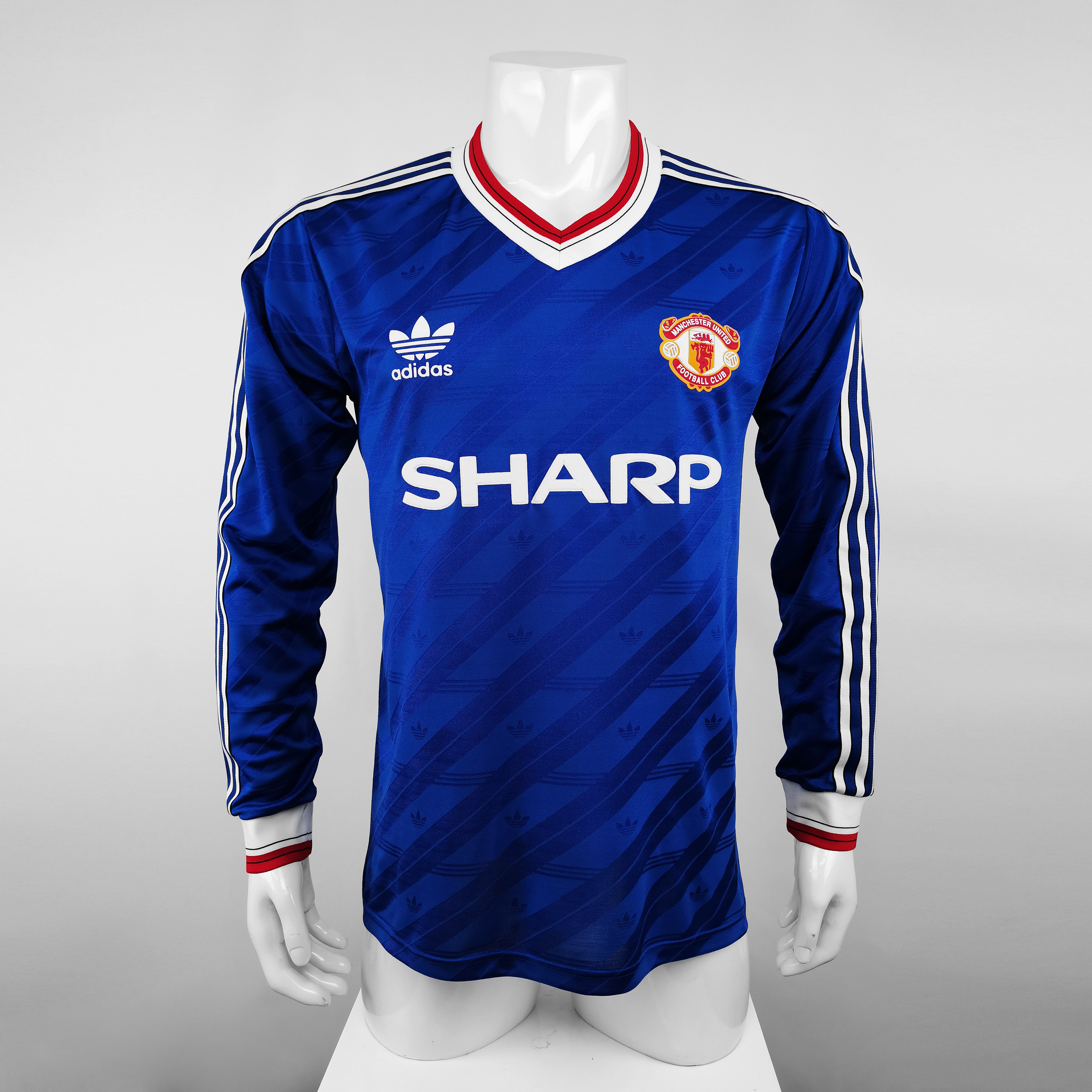 Retro: 1986 M-u blue long sleeve player S-2XL
