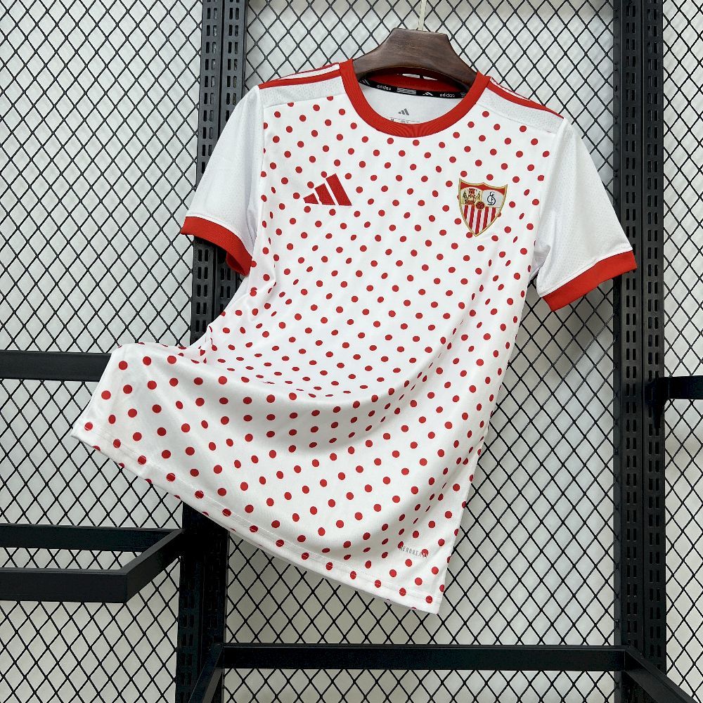 Mens Sevilla FC 2025/26 White Prematch T-shirt Jersey