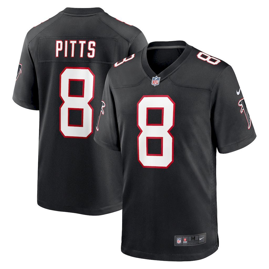 Mens Atlanta Falcons Kyle Pitts Nike Black Player Game Jersey.jpg