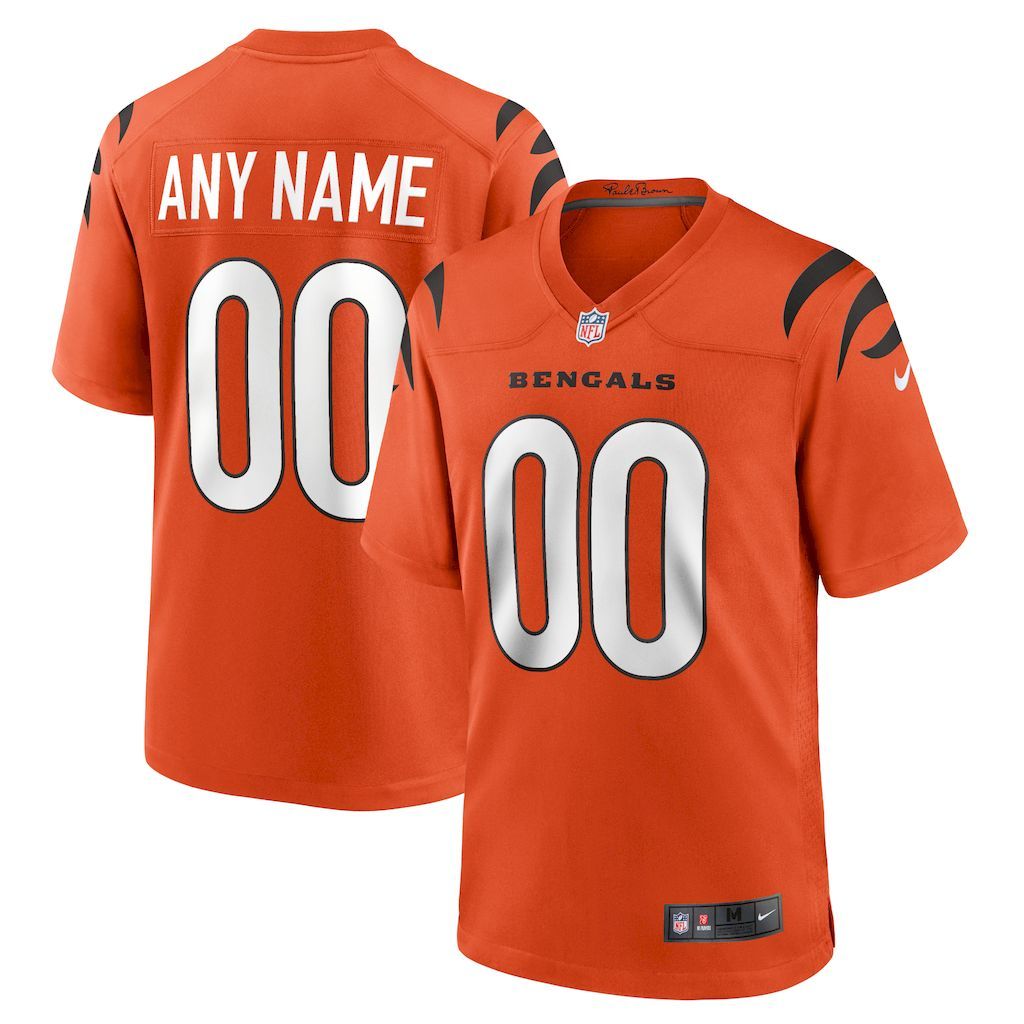 Mens Cincinnati Bengals Nike Orange Alternate Game Custom Jersey.jpg