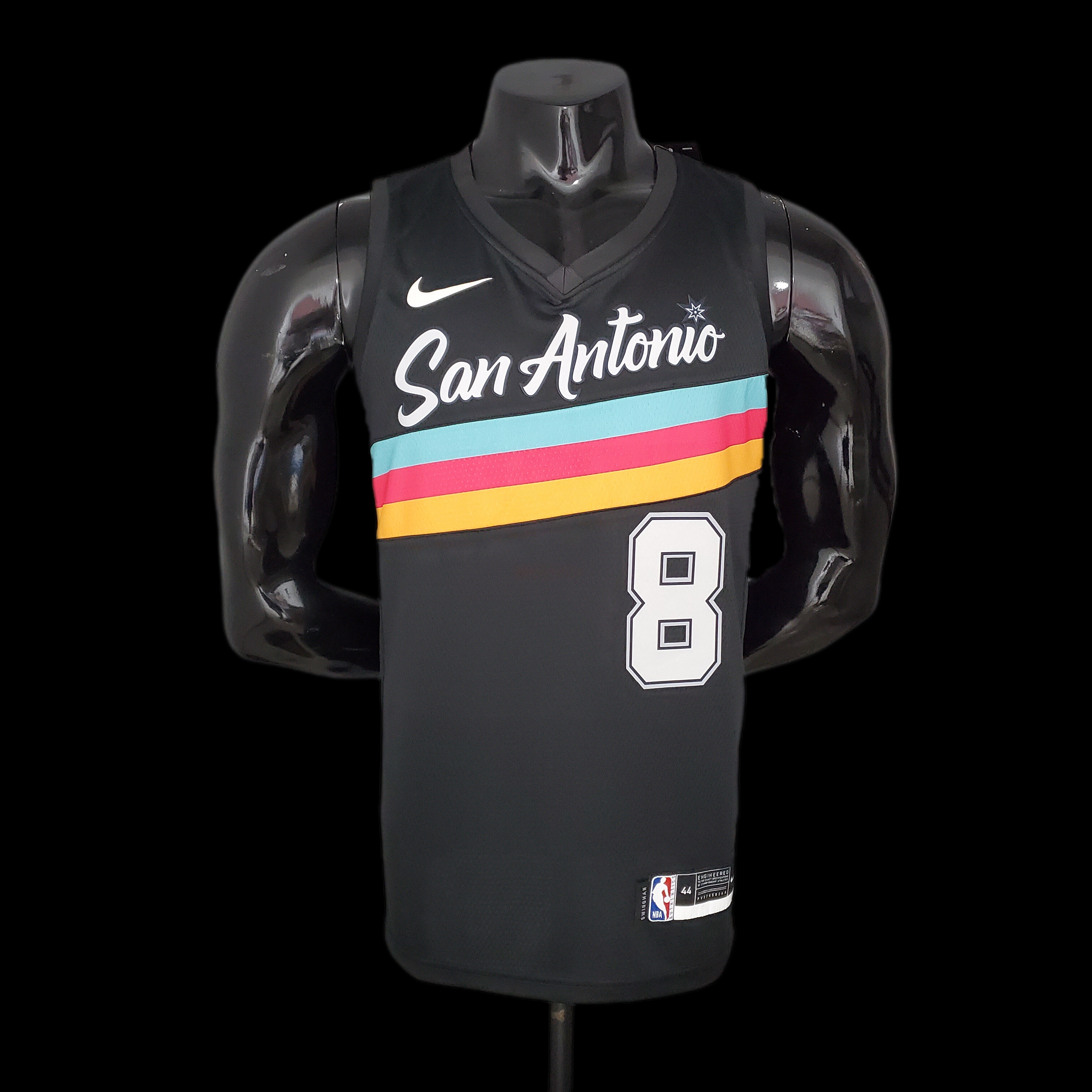 New MILLS#8 season Spurs City Edition black NBA jersey S-XXL