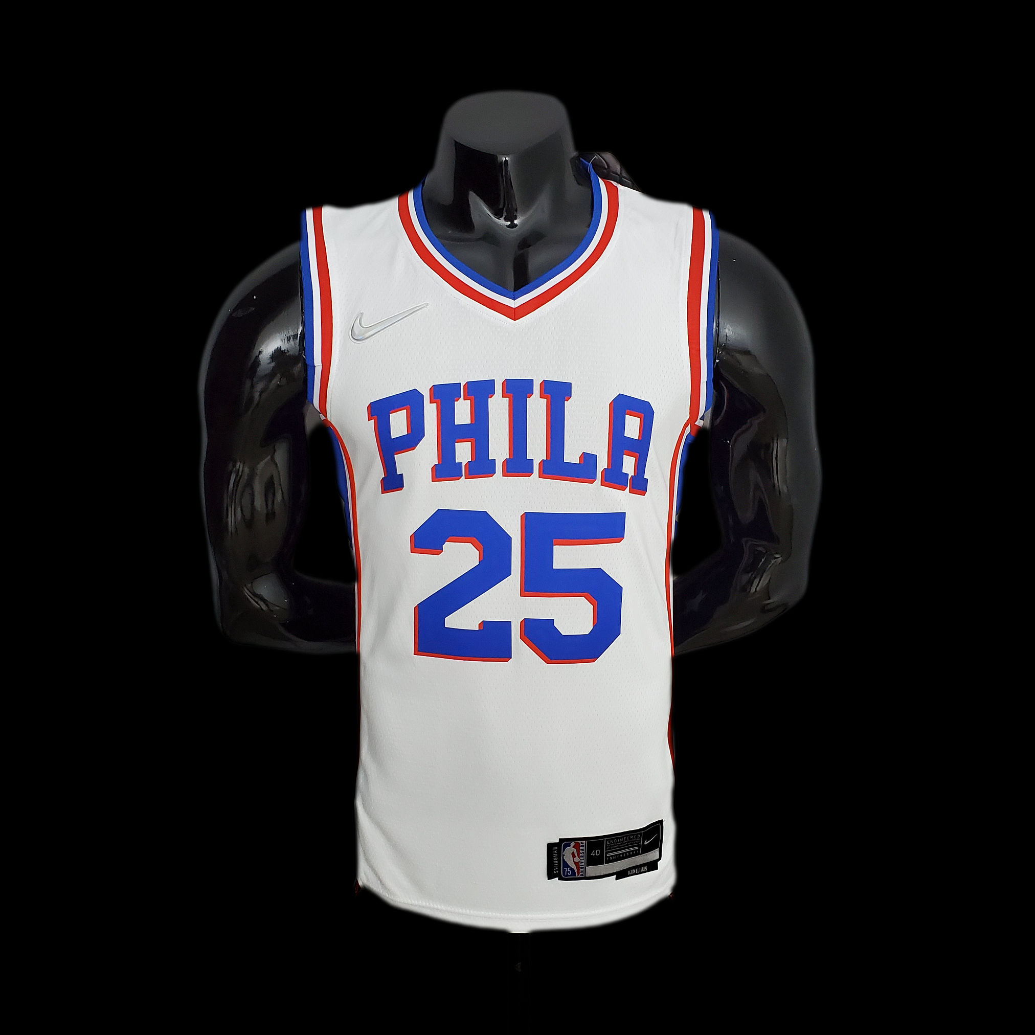 75th Anniversary Philadelphia 76ers SIMMONS#25 White NBA Jersey S-XXL