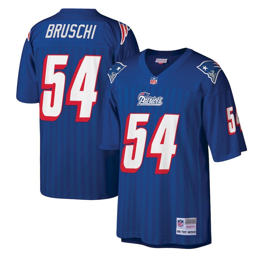 Mens New England Patriots Tedy Bruschi Mitchell  Ness Royal Legac.jpg