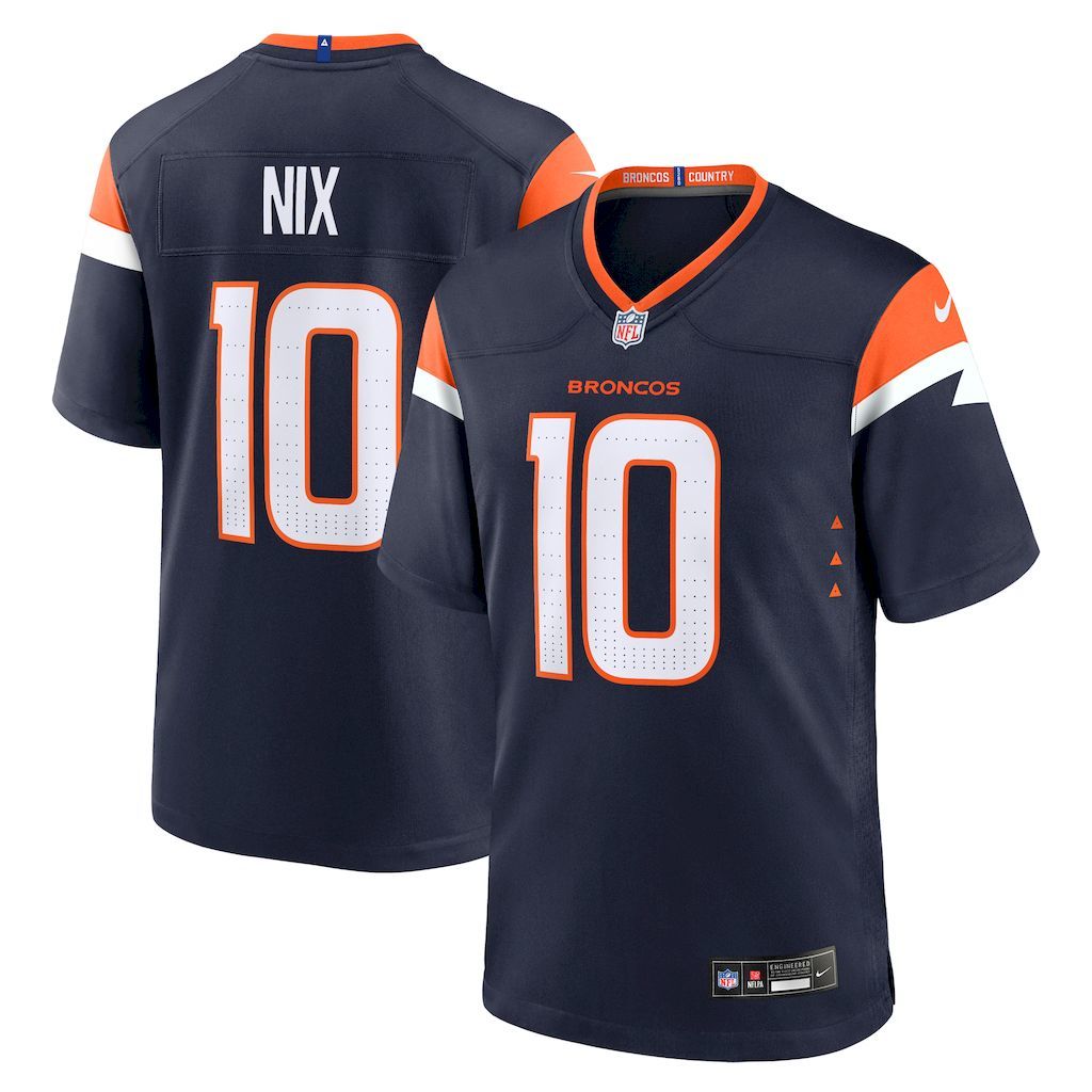 Mens Denver Broncos Bo Nix Nike  Navy Alternate Game Jersey.jpg