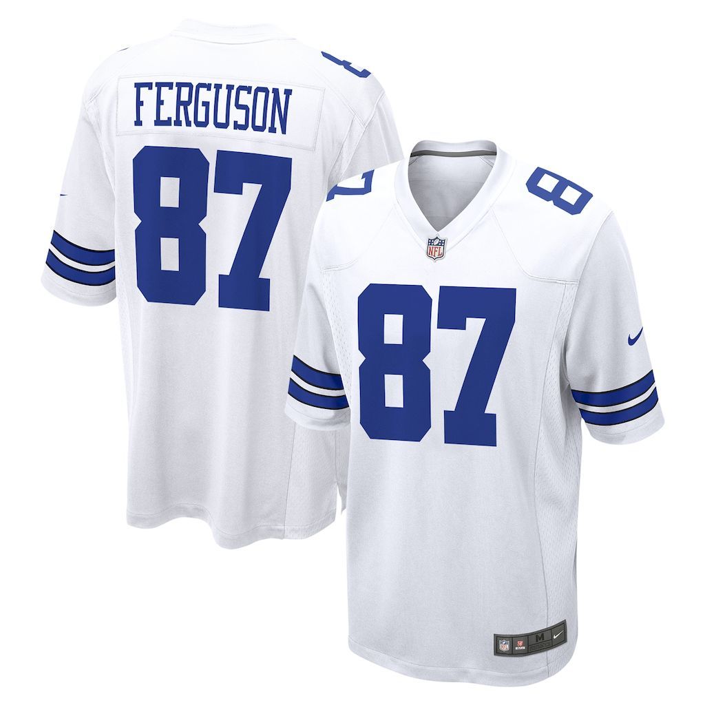Mens Dallas Cowboys Jake Ferguson Nike White Game Jersey.jpg