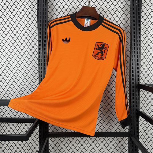 Retro Netherlands 1980 Home Long Sleeve Jersey