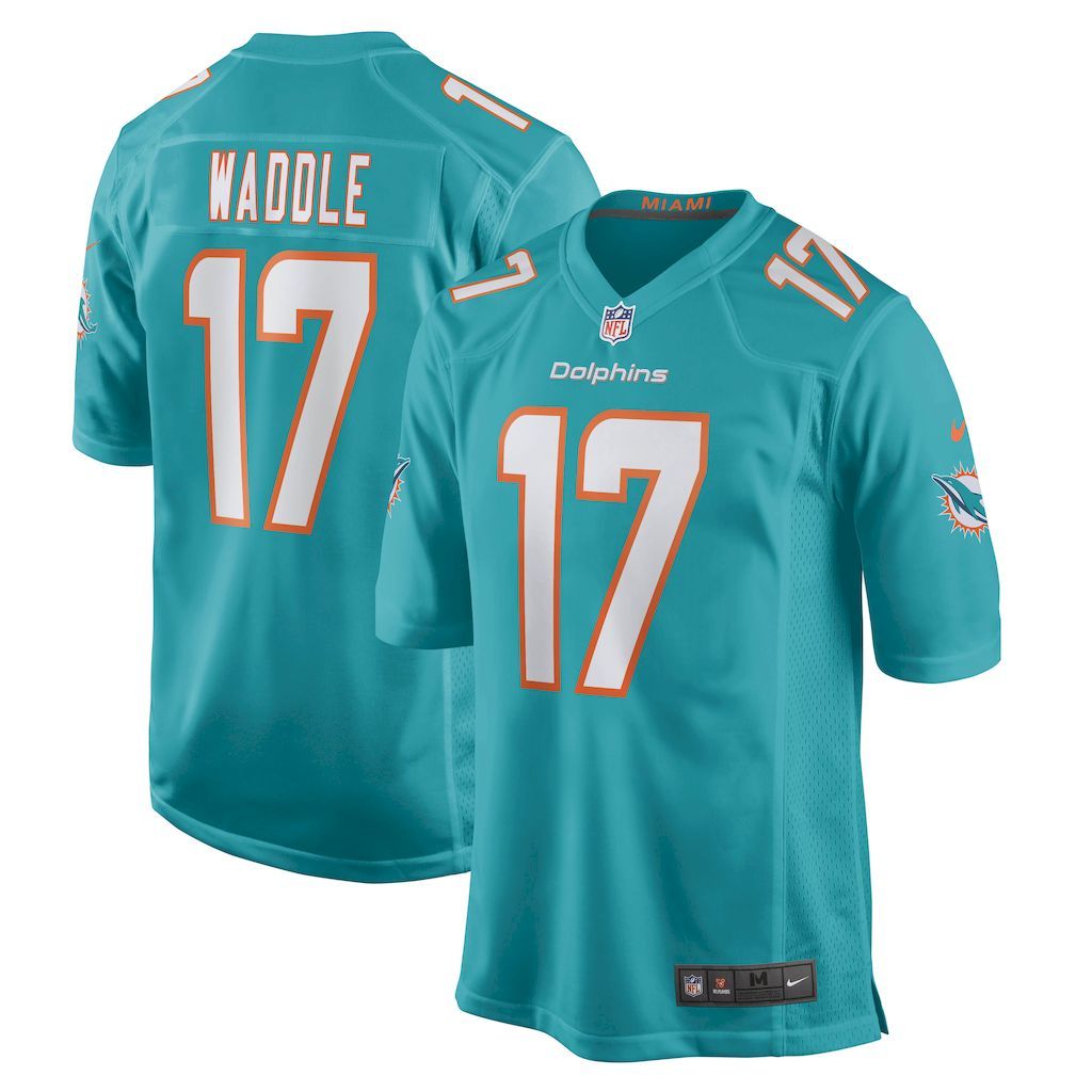 Mens Miami Dolphins Jaylen Waddle Nike Aqua Game Player Jersey.jpg