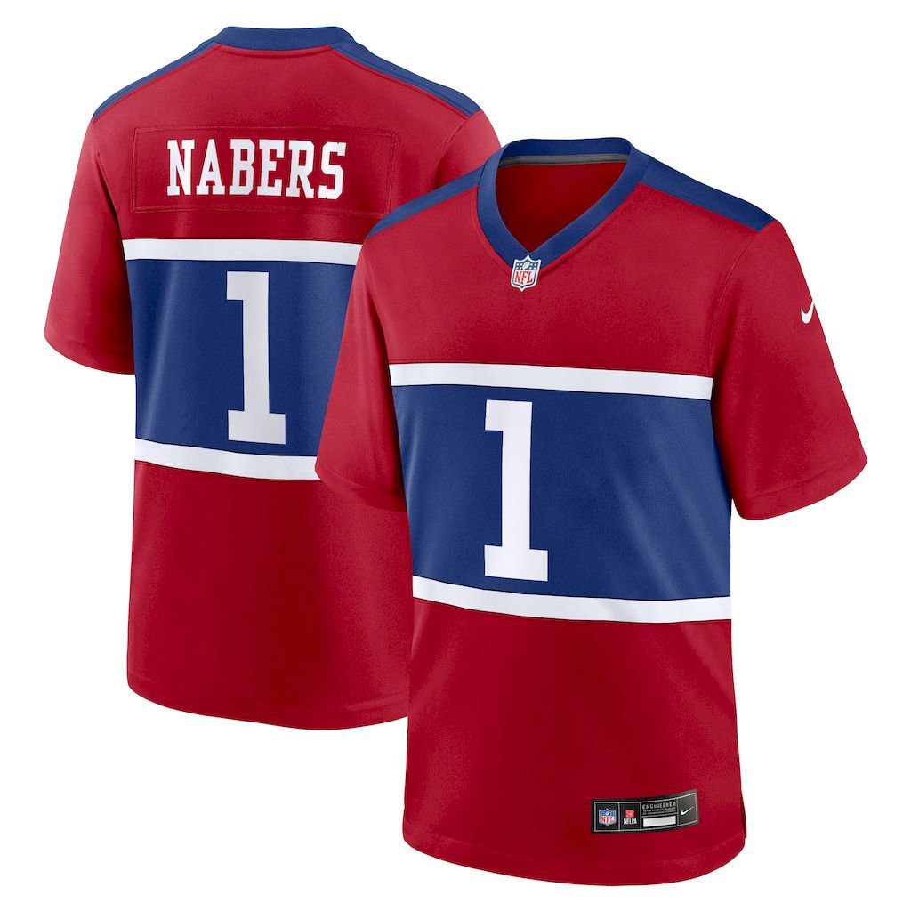 Mens New York Giants Malik Nabers Nike Century Red Alternate Game.jpg