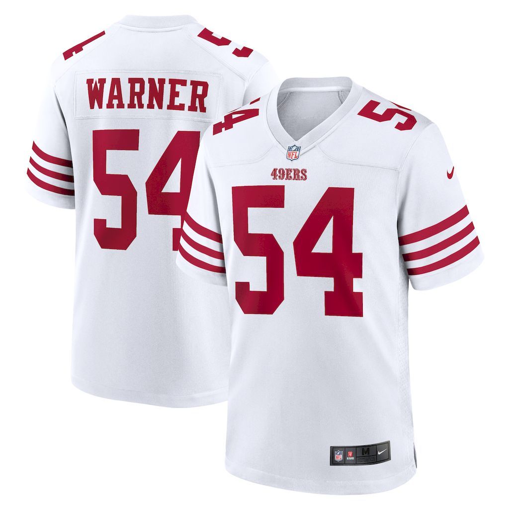 Mens San Francisco 49ers Fred Warner Nike White Player Game Jerse.jpg