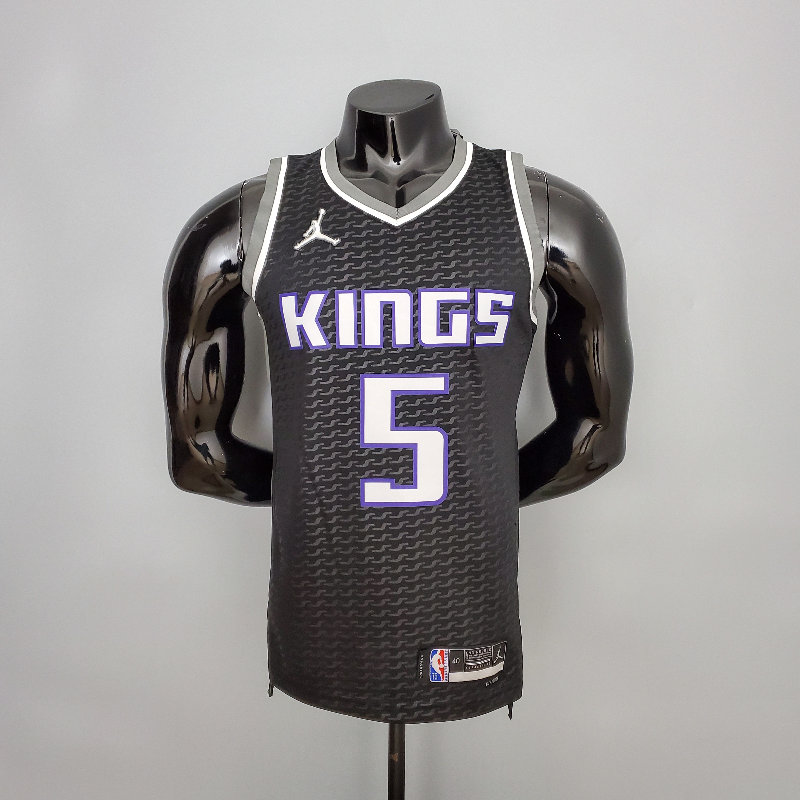 75th Anniversary Fox#5 Jordan Kings Black NBA Jersey S-XXL