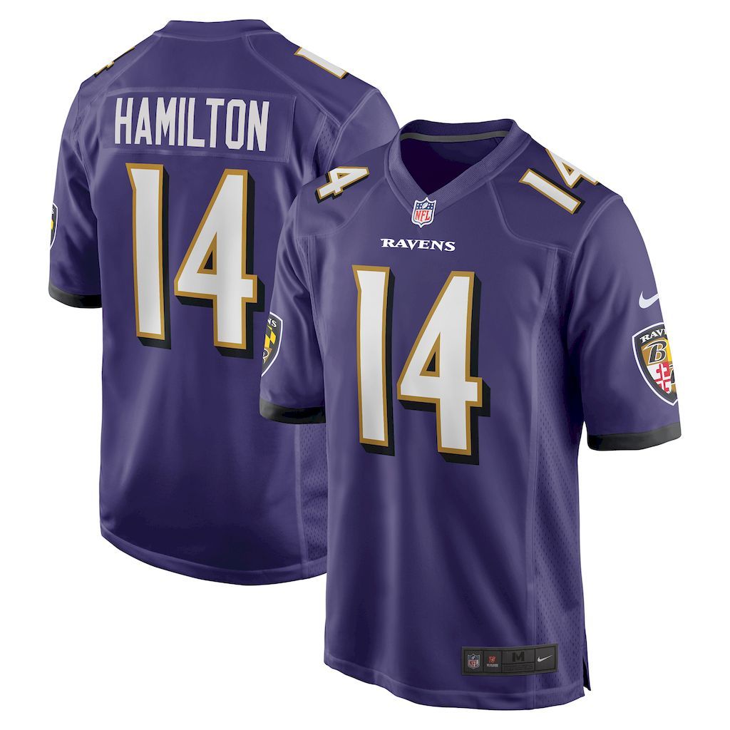 Mens Baltimore Ravens Kyle Hamilton Nike Purple Player Game Jerse.jpg