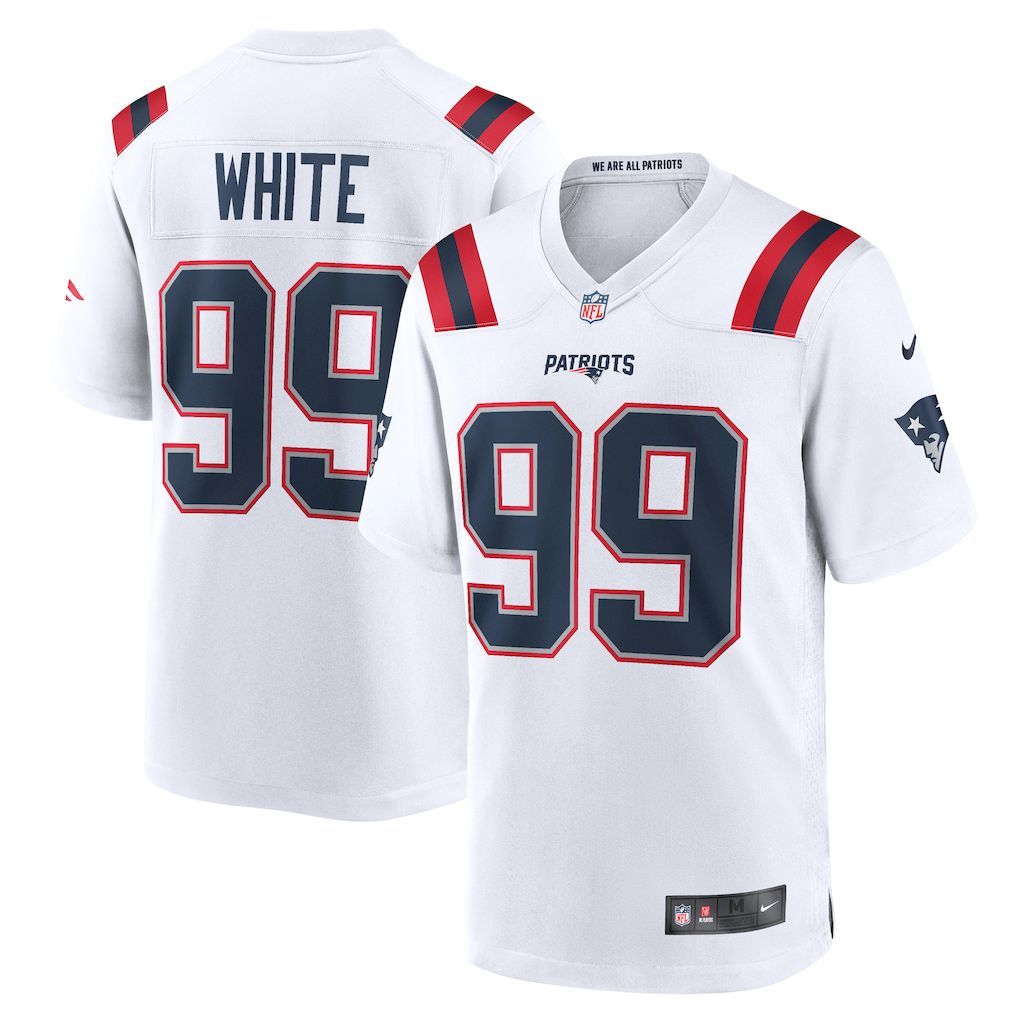 Mens New England Patriots Keion White Nike  White  Game Jersey.jpg
