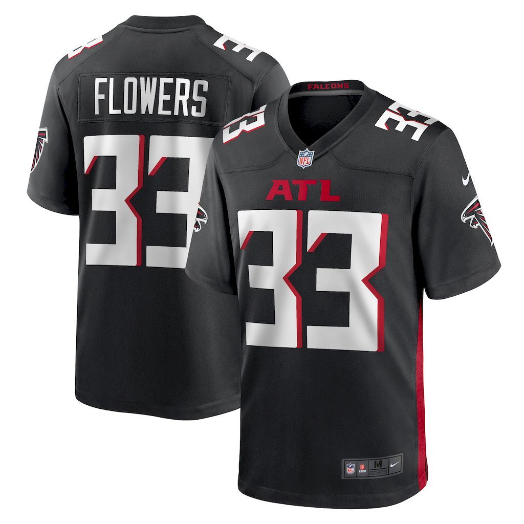 Mens Atlanta Falcons Tre Flowers Nike  Black Team Game Jersey.jpg