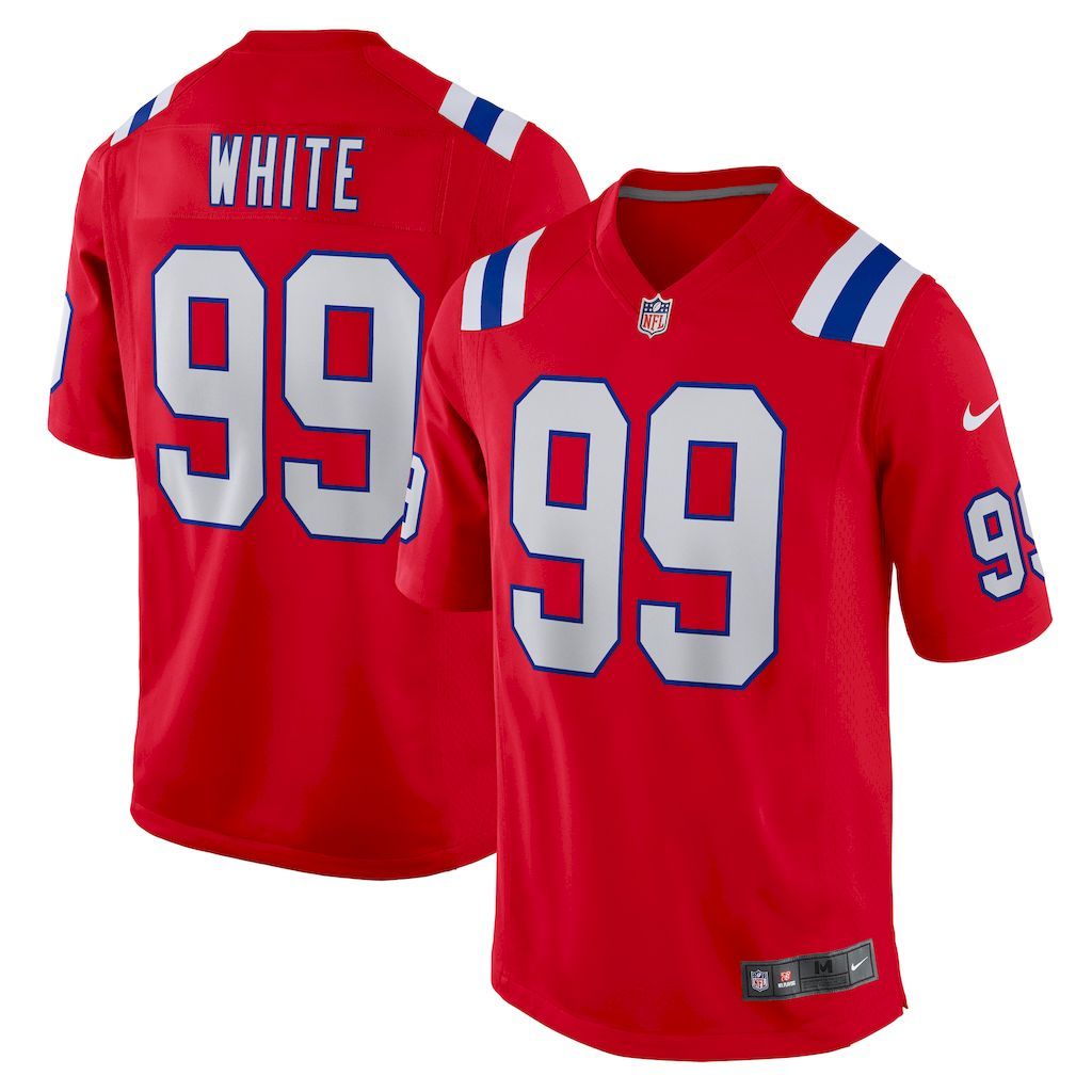 Mens New England Patriots Keion White Nike Red Alternate Team Gam.jpg