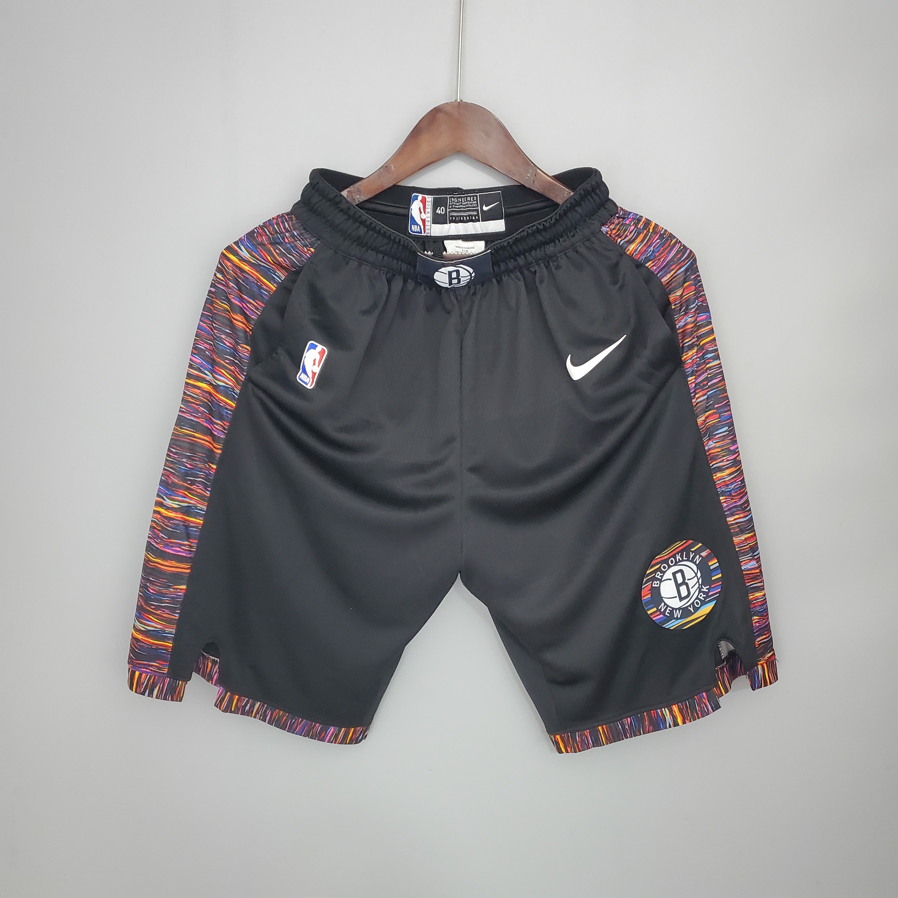Brooklyn Nets City version black NBA shorts Size:S-XXL