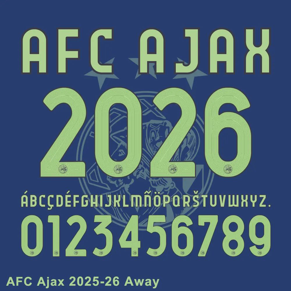 Official AFC Ajax 2025-26 Away Font sample with TTF, OTF, AI, CDR, PDF files 拷贝.jpg