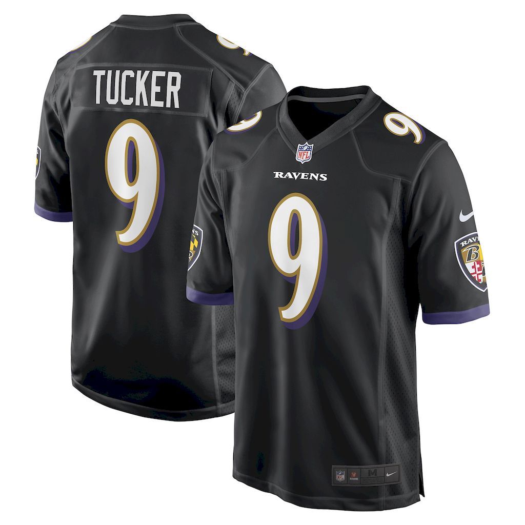 Mens Baltimore Ravens Justin Tucker Nike Black Player Game Jersey.jpg