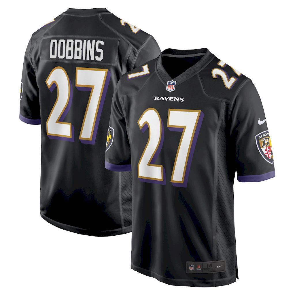 Mens Baltimore Ravens J.K. Dobbins Nike Black Game Jersey.jpg