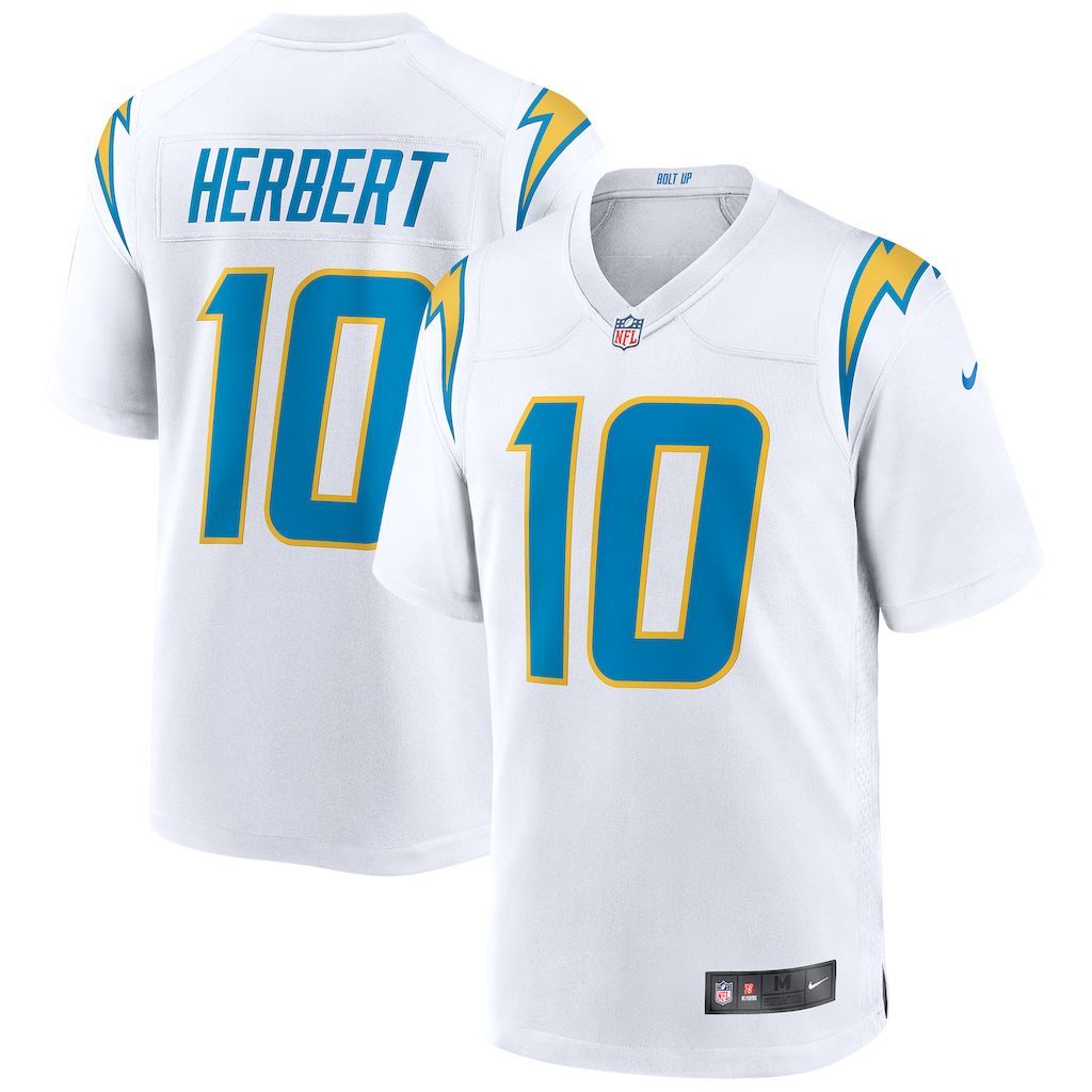 Mens Los Angeles Chargers Justin Herbert Nike White Game Jersey.jpg