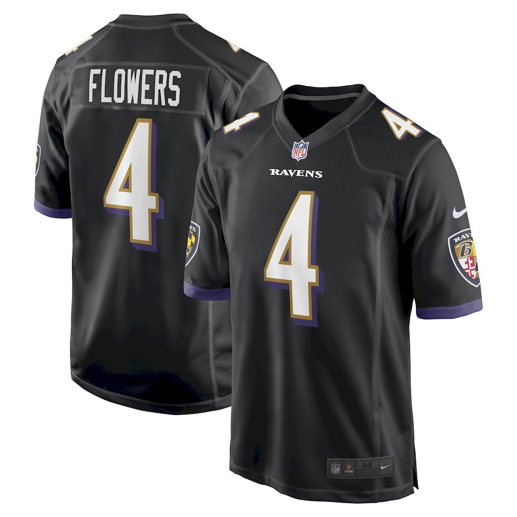 Mens Baltimore Ravens Zay Flowers Nike Black Team Game Jersey.jpg