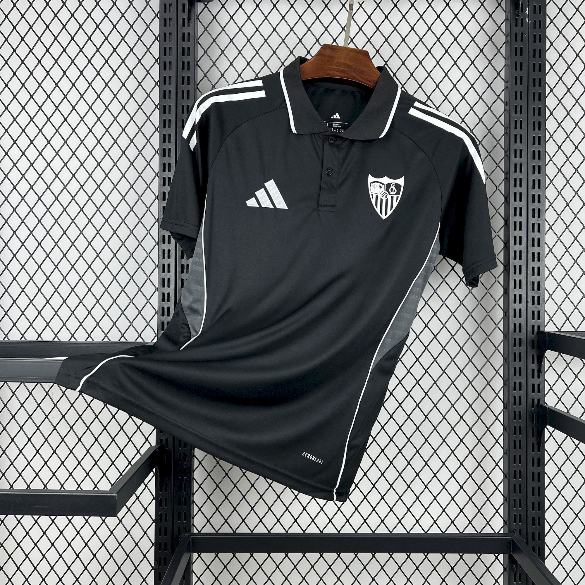 Mens Sevilla FC 2025/26 Black Travel Polo Jersey